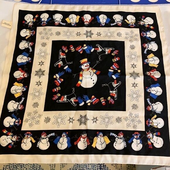 Accessory Studio blue & white snowman print scarf - Picture 1 of 9